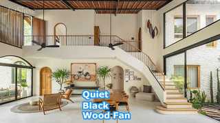 52 İnç Siyah Ahşap Tavan Vantilatörü Sessiz DC Motor