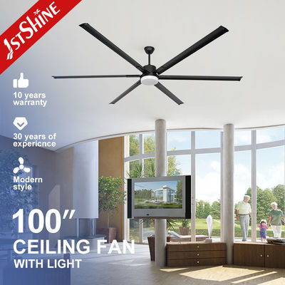 satın al 100 Inch Black Modern Metal Blade 3 Renkli LED Işıklı Büyük DC Motor Tavan Ventilatörü Çevrimiçi üretim