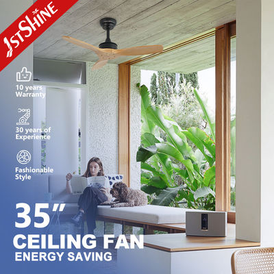 satın al Küçük Boyut 35 Inç Katı Ahşap Kılıf Tavan Fan Sessiz Enerji tasarrufu DC Motor Çevrimiçi üretim