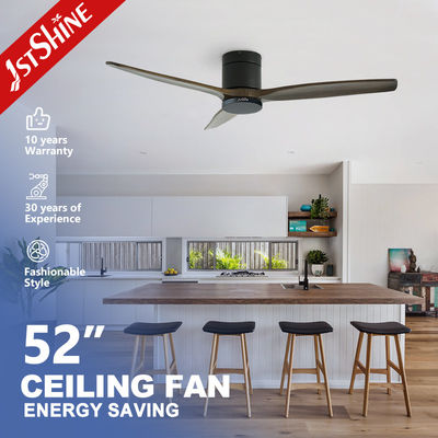 satın al 3 ahşap bıçaklı tavan fanı düşük profilli sessiz enerji tasarrufu DC motor akışlı montajı 52 inç Çevrimiçi üretim