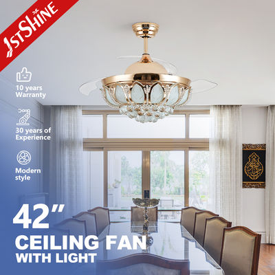 satın al Gizli Kanatlı ve Duvar Kontrollü WIFI Kristal LED Tavan Vantilatörlü Lamba Çevrimiçi üretim