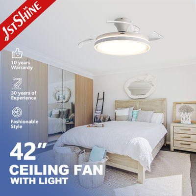 satın al 42-Inch Retractable Ceiling Fan Light Foldable Blades Dimmable LED Light Çevrimiçi üretim
