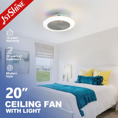 Ev Ofis 20 inç LED Tavan Vantilatörü, Uzaktan Kumandalı ve RGB Çok Renkli Işık Gizli Kanatlar