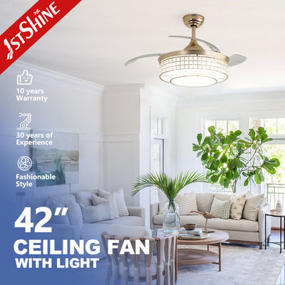 42 Inches Space-Saving Retractable LED Ceiling Fan With Light And Smart App Remote Control