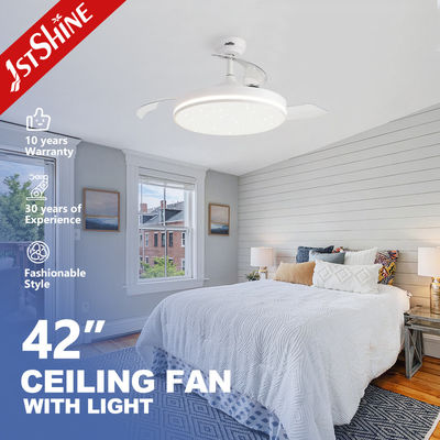 Modern Tasarım 1stshine Beyaz Yıldızlı LED Tavan Ventilatörü Gizli Kılıçlar ve DC Motoru ile