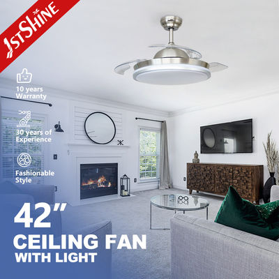 LED geri çekilebilir tavan fanı Işık 3 Hız Uzaktan Kumanda Modern