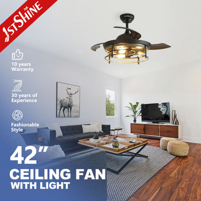 Home Office 3000K Color Temperature Ceiling Fan with Hidden Blades 42 Inches Brown Blades