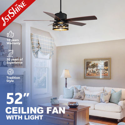 Siyah 52 Inch Endüstriyel Tavan Ventilatörü DC Motor İç Dekoratif
