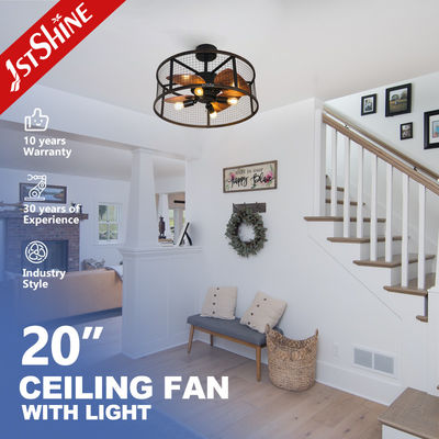 Aşağı Çubuk Dağıtı Uzaktan Kumanda Kafes Tavan Ventilatörü 20inç Işıkla