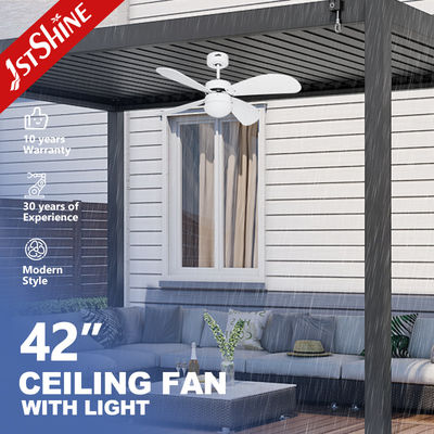 3 Renkli Led Işık IP44 Dış Mekan Su Geçirmez Tavan Vantilatörü, 4 MDF Kanatlı