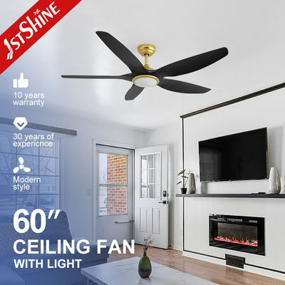 Lüks Villa Siyah Altın Tavan Ventilatörü LED ışığı 230v 6 Hızlı