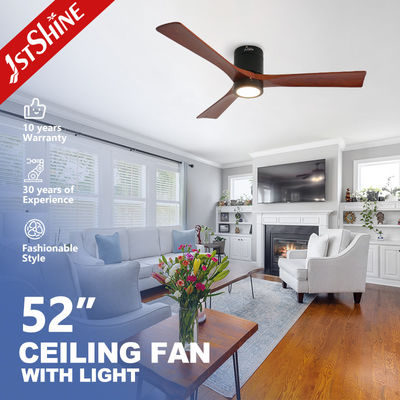Modern 3 Bıçaklı Doğal Ahşap LED Gömme Tavan Vantilatörü, 5 Hızlı DC Motor