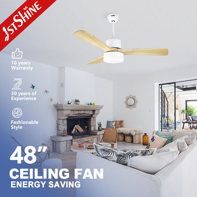 3 Renkli Led 48 İnç Masif Ahşap Tavan Vantilatörü Uzaktan Kumandalı Sessiz