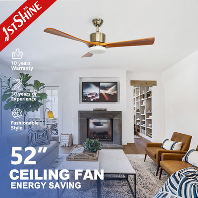 Dekoratif LED Işık 5 Hızlı Uzaktan Kumandalı Katı Ahşap Tavan Ventilatörü
