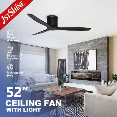 1stshine Alçak Profil Tavan Fanları Siyah Katı Ahşap Kılıçlar Zamanlayıcı 52 inç boyutu dahil