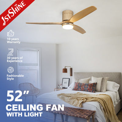 52 Inch Solid Wood Blades DC Motor LED Ceiling Fan Lighting for Home Office Decoration