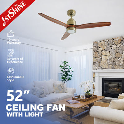 1stshine LED Ceiling Fan with Antique Brass and Solid Wood Dimmable 3 Color LED Lighting