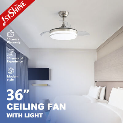 İyi bir fiyat. Yatak odası veya ofis için hafifletilebilir ışık ve katlanabilir bıçaklarla 36 inç geri çekilebilir tavan fanı çevrimiçi