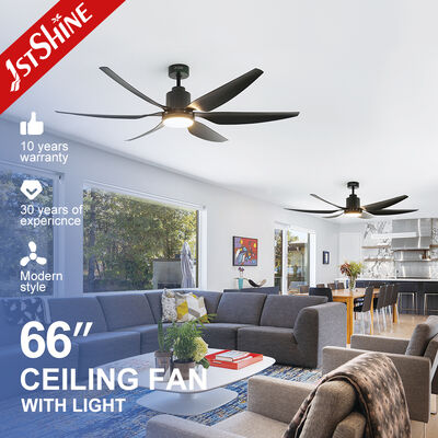 66 Inches Modern Black Ceiling Fan with Light Featuring ABS Blades and DC Motor for Energy Saving and Low Noise