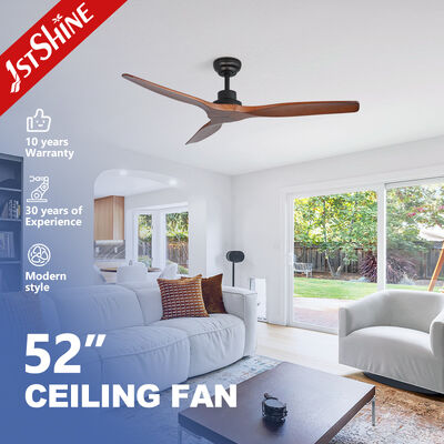 52 Inch Solid Wood Ceiling Fan with Whisper-Quiet DC Motor and Modern Design for Living Room and Bedroom