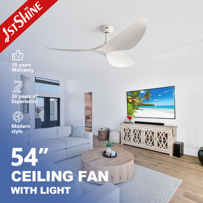 İyi bir fiyat. 54 Inch White ABS Ceiling Fan Without Light with DC Motor for Large Airflow in Contemporary Design Çevrimiçi